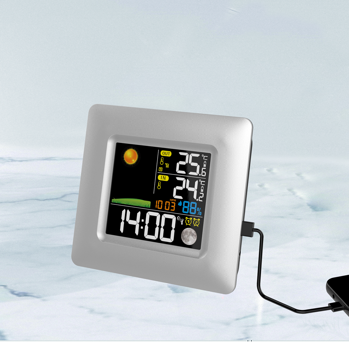 Wireless Color Weather Station with USB Charging