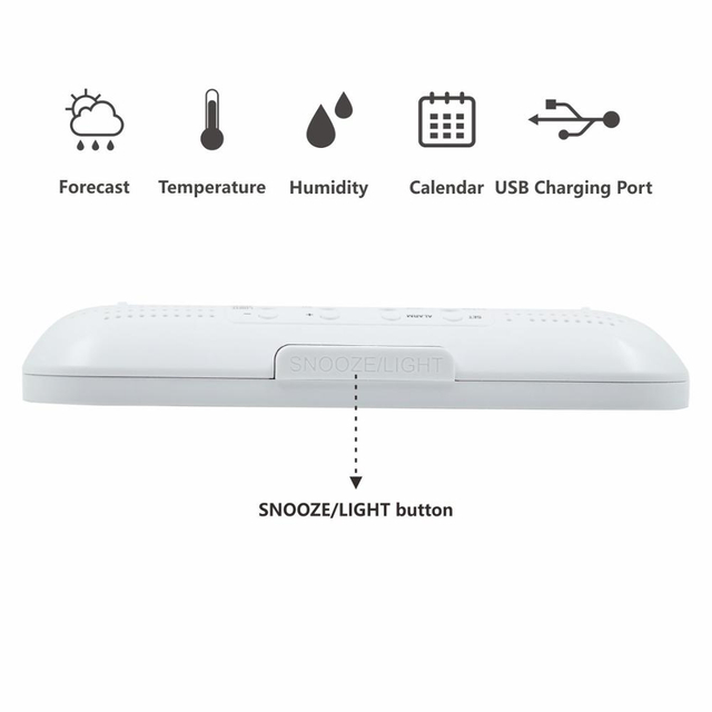 Wireless Backlight Weather Station with time, alarm clock, temperature, humidity, and forecast